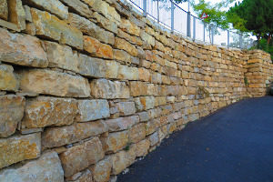 retaining walls next to a road