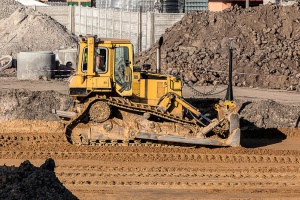 bulldozer operated by a fill dirt contractor at a Vienna, VA residential construction area