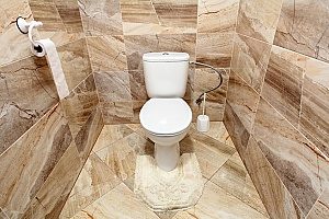 a 3-d tile  formation in a brand new Fairfax, VA bathroom that is surrounding a toilet