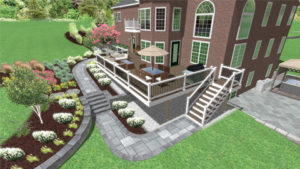 a 3D rendering of a deck in Fairfax, VA that came with additions plans supplied by a fill dirt contractor