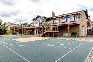 a backyard basketball court that was built using Maryland fill dirt delivered by a licensed and insured contractor