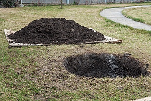 fill dirt that a homeowner will use to fill a hole