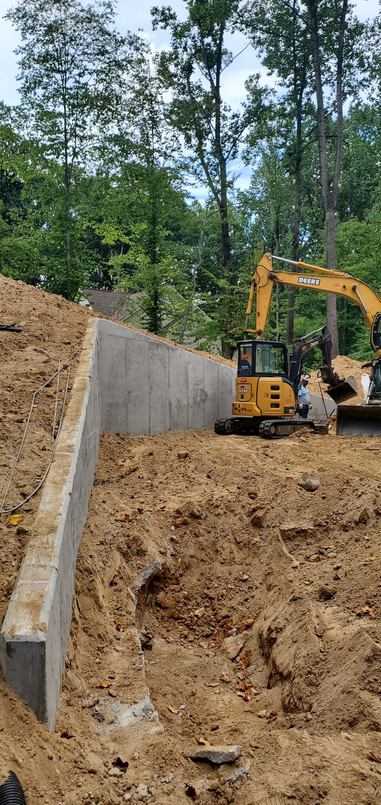 Concrete retaining wall under construction Fairfax, Virginia