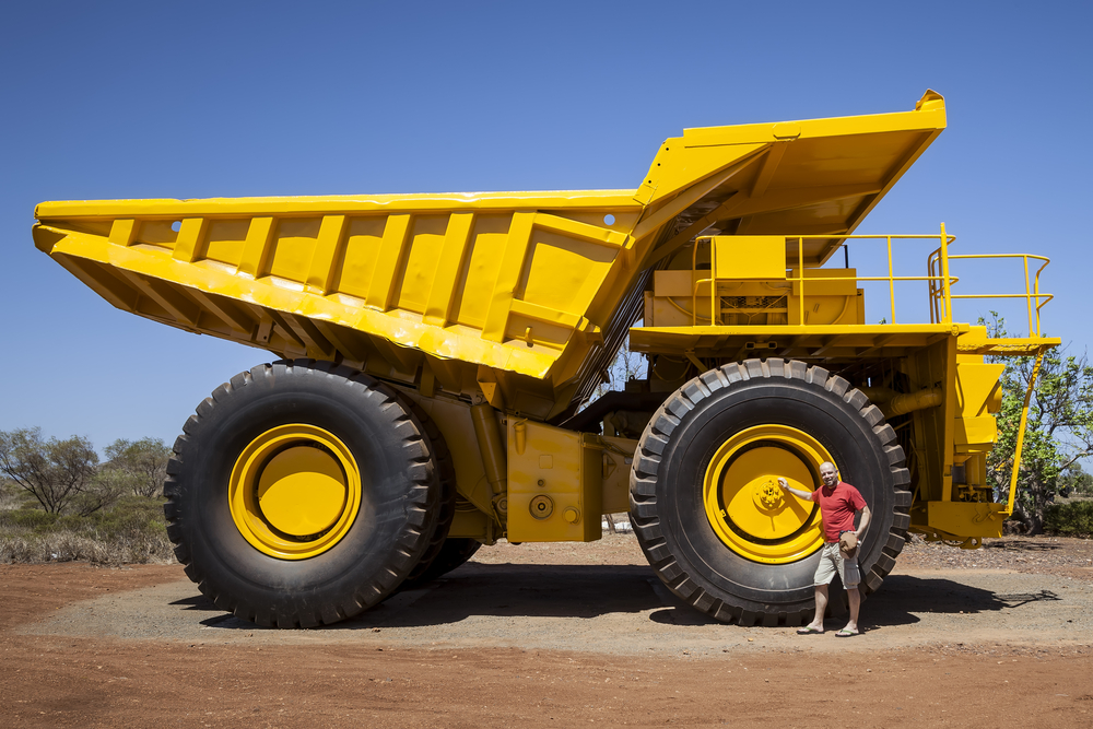 Large rigid dump truck used in large scale mining operations