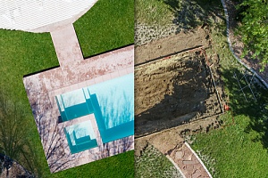 Aerial view of pool removal 