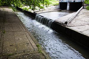 Stormwater runoff in cement waterway