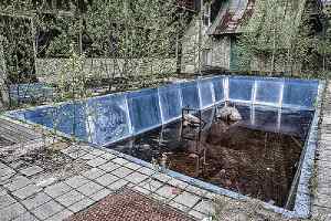 Old and dilapidated swimming pool. A poor pool removal process can create sinkholes