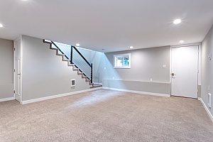 a newly finished basement completed by a Northern VA basement remodeling contractor