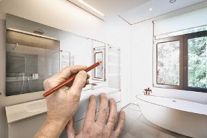 Artist impression of bathroom remodeling blueprint in Northern VA