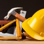 Bathroom remodeling contractor's safety gear and tools