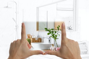 bathroom person figuring out remodeling
