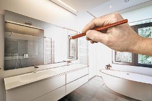 Hand drawing bathroom interior depicting bathroom remodeling