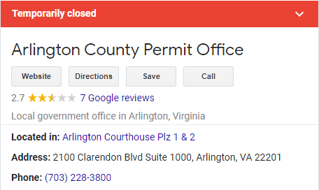 Arlington county permit office closed due to covid-19