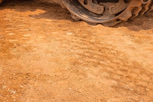 soil compaction with roller in the ground