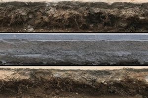 Subgrade concrete layer between other layers of soil