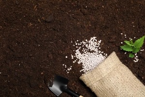 fertilizer bag on the soil