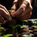 Northern Virginia small cannabis plant in cannabis soil