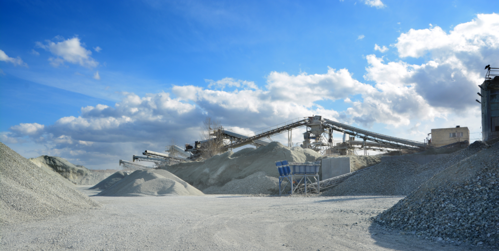 stone quarry plant variety of materials on the ground